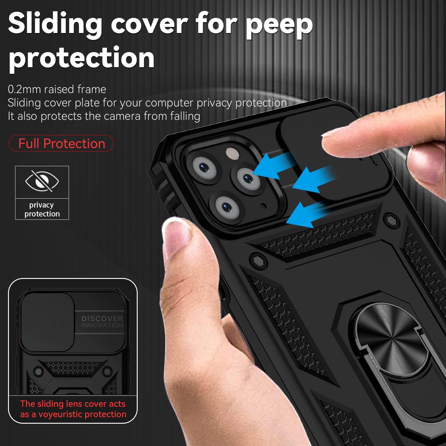 Hitaoyou Funda para iPhone 11 Pro con protección de lente, funda para iPhone 11 Pro con funda para cámara y soporte, de grado militar, a prueba de