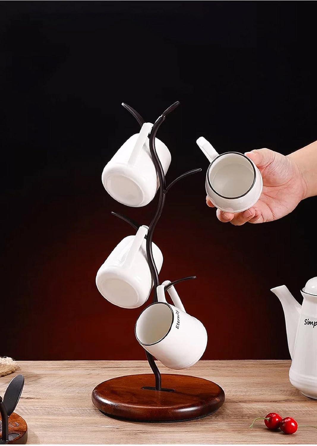 Estante para tazas, sobremesa, estante para tazas de café y estante de almacenamiento de tazas de té, accesorios de barra de café y estante de
