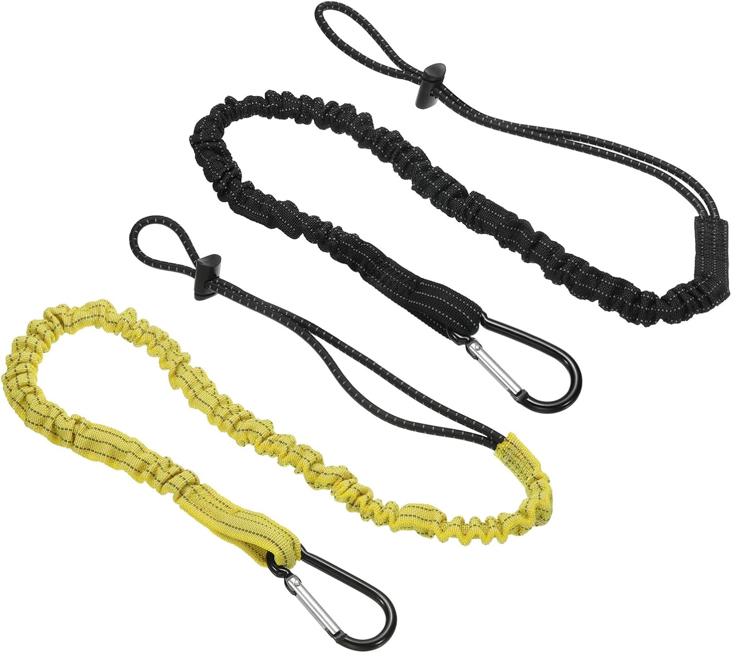 PATIKIL Cordón para herramientas con gancho a presión, paquete de 2 correas de seguridad de 35 pulgadas para protección contra caídas, negro y