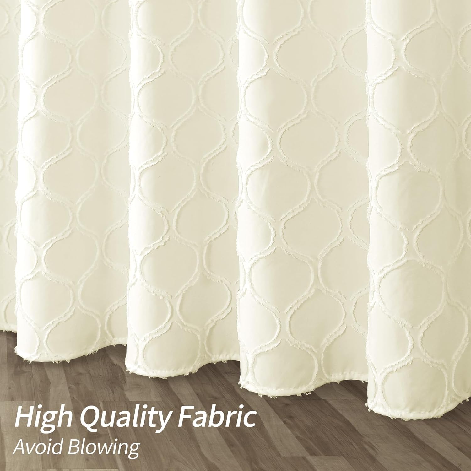 MitoVilla Cortina de ducha de tela bohemia color crema con acolchonada, cortinas de ducha de tela de lujo beige para decoración moderna de baño,