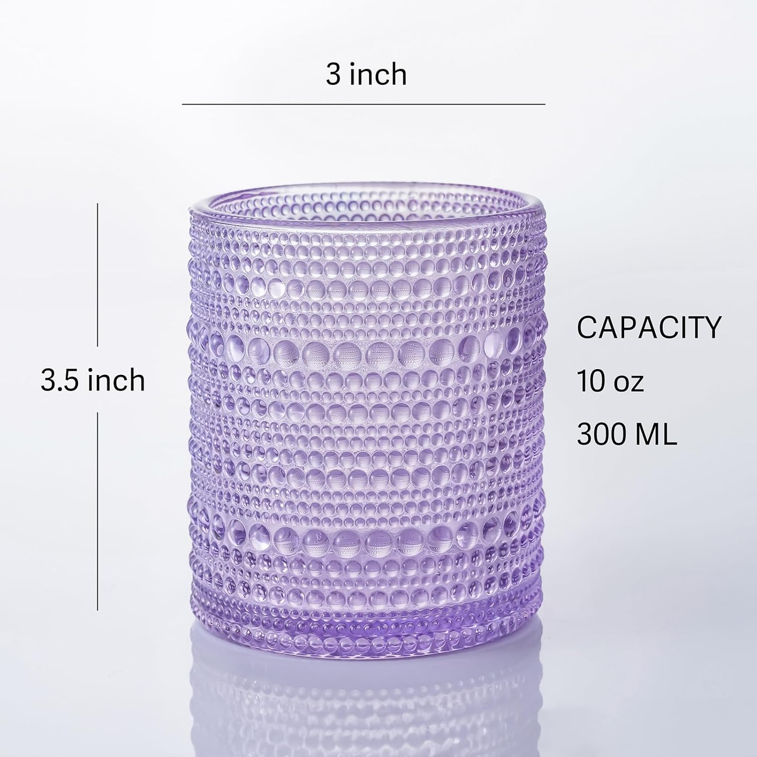 Paquete de 6 vasos para beber Hobnail de 10 onzas, vaso de vidrio moderno de 10 onzas, doble vidrio antiguo, cristalería de burbujas vintage