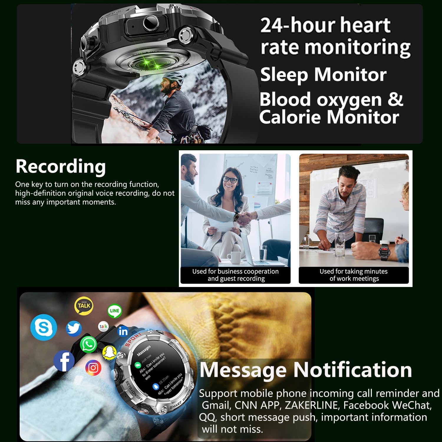 YPSDOOWKJ Reloj inteligente con auriculares, pantalla redonda táctil completa de 1.52 pulgadas, rastreador de fitness, auriculares dentro del reloj