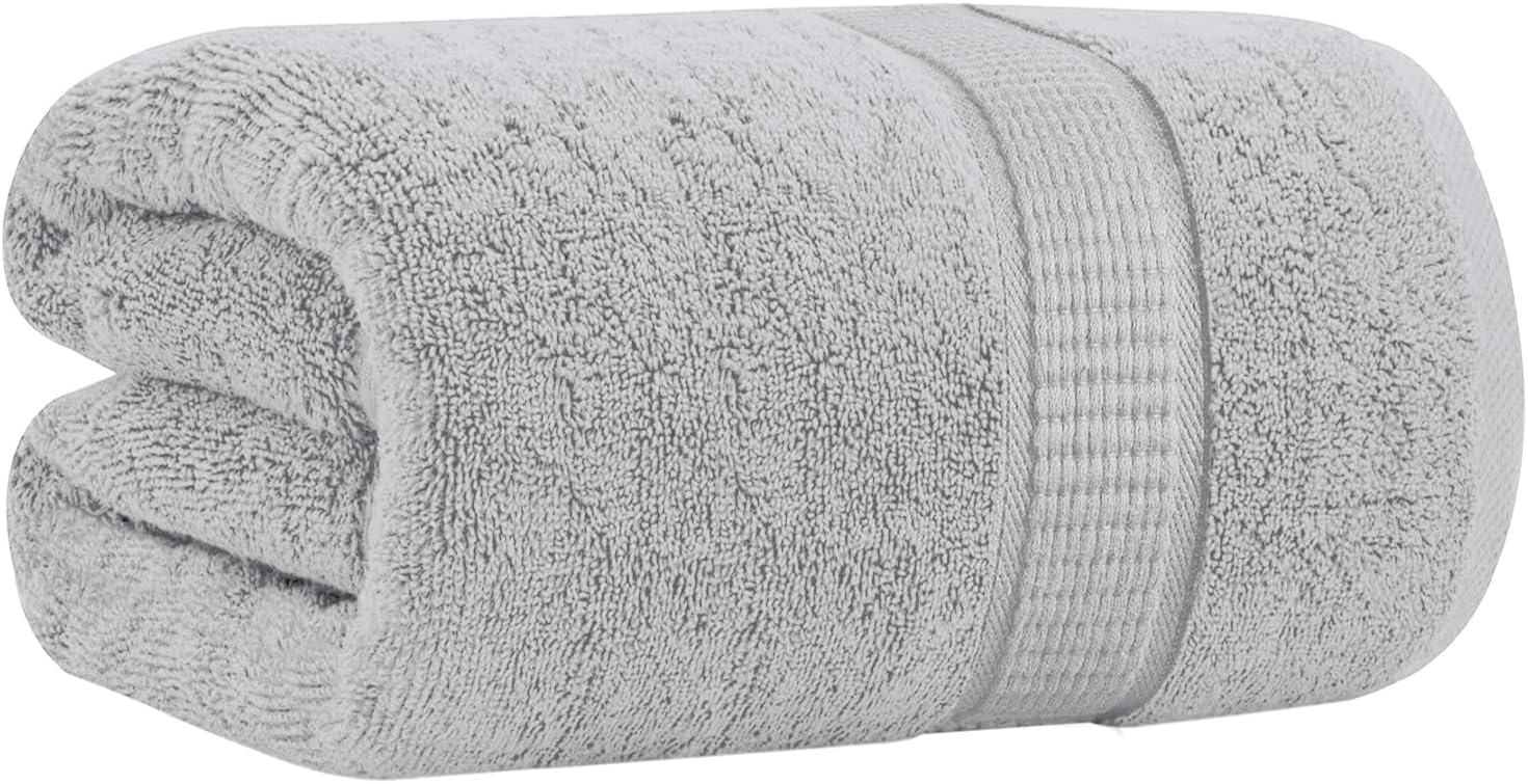 Oakias Toalla de baño gris claro de alta calidad, 1 paquete, 35 x 70 pulgadas, 21.16 ozm, 100% algodón hilado en anillo, toalla jumbo de calidad de