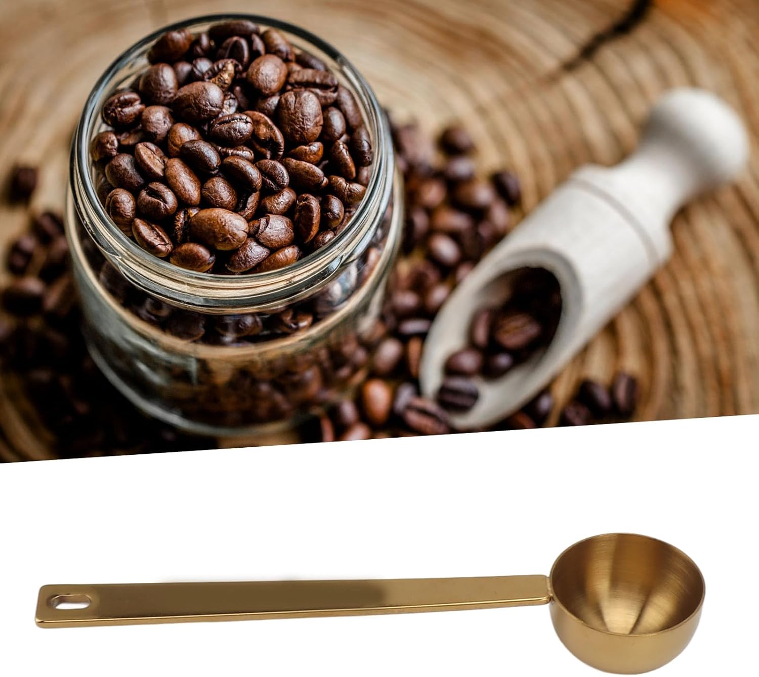Cuchara medidora de café, cuchara de mango largo de acero inoxidable para café molido, té, harina de azúcar (1.0 fl oz)