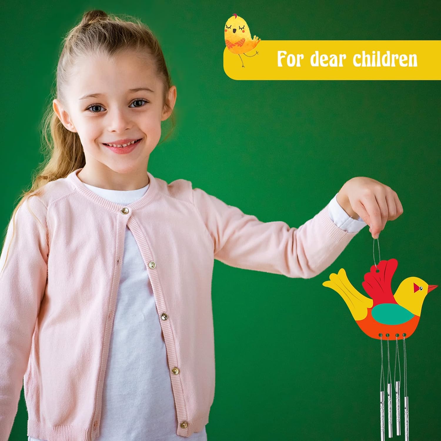 Taiyin Carillón de viento de madera para pájaros, campanillas de viento de madera, campanillas de viento decorativas de madera para niños y niñas,