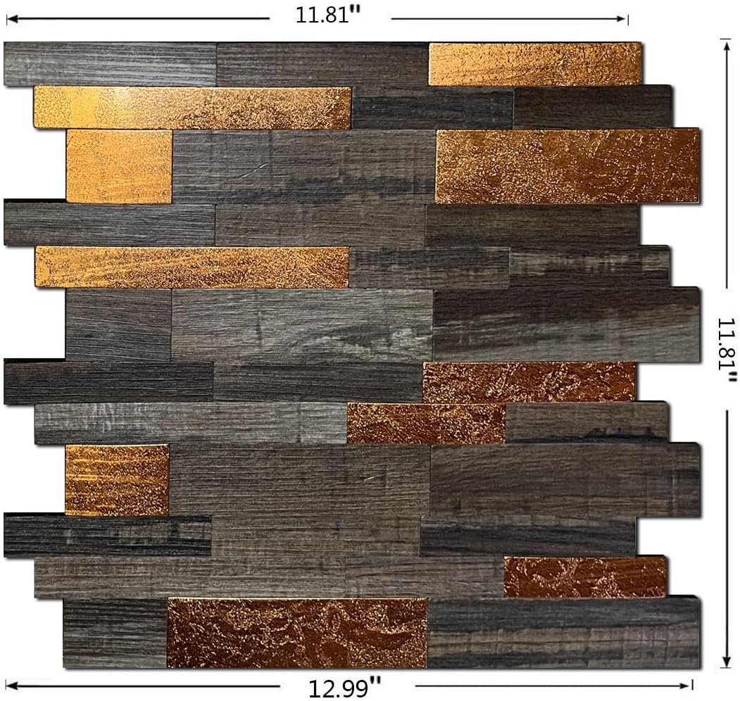 XUANINY Azulejos metálicos para salpicaduras de 12 hojas, autoadhesivas, aluminio 3D, paneles de pared para cocina, baño, dormitorio, sala de estar