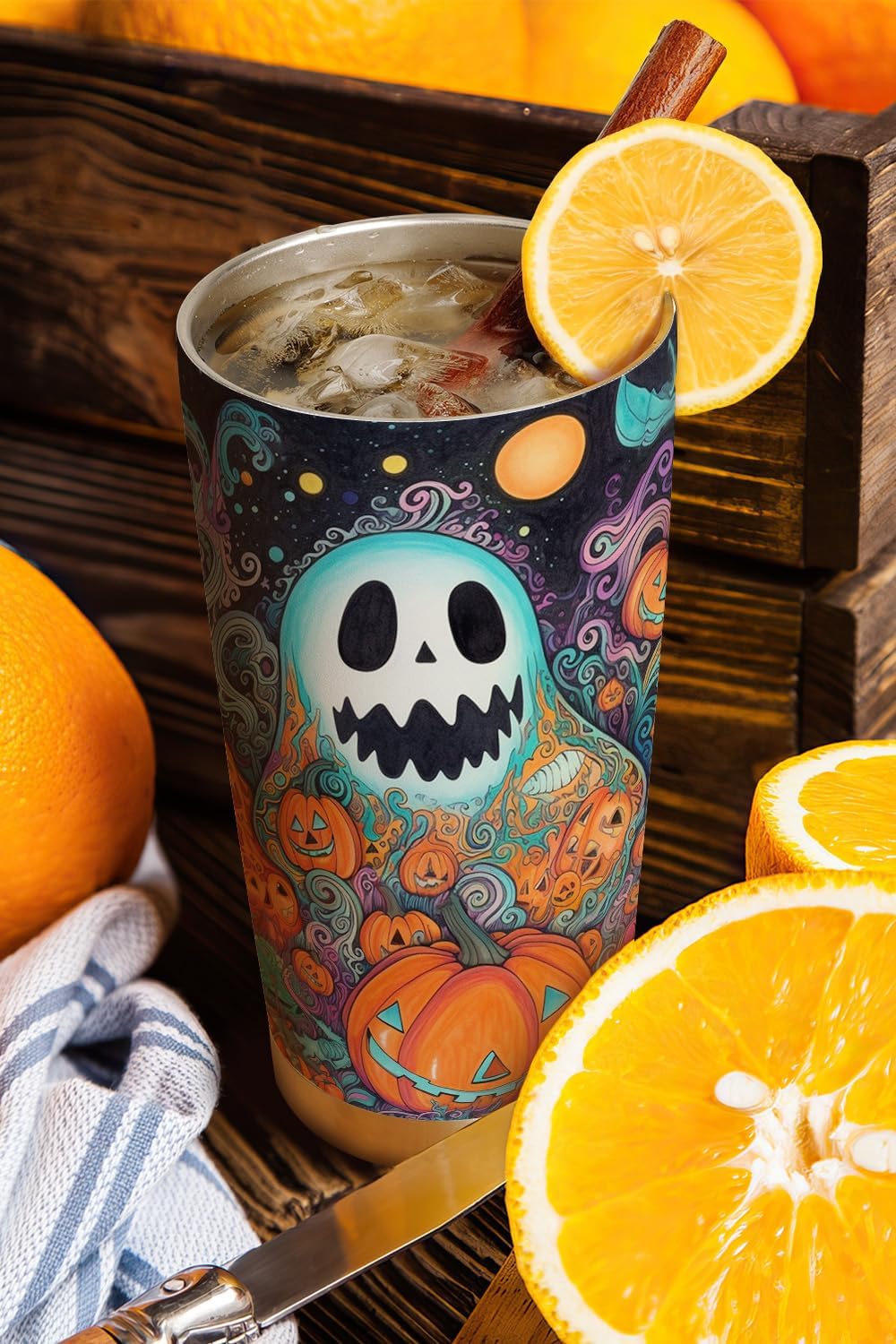 Vaso de Halloween de 20 onzas, con diseño de fantasma Boo Boo, Trick or Treat, vaso de fantasma de calabaza, taza de viaje aislada con tapa, termo