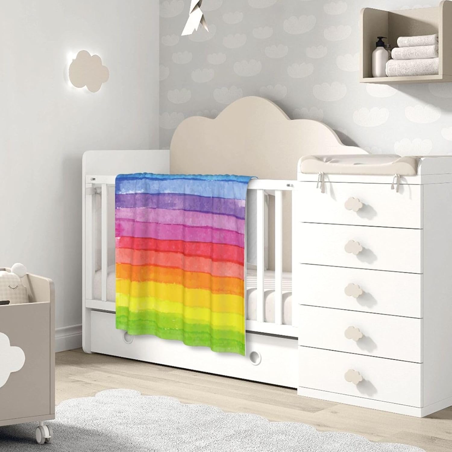Manta de bebé arcoíris para niños y niñas, manta de cama suave, cálida y acogedora, regalo para baby shower, 30 x 40 pulgadas