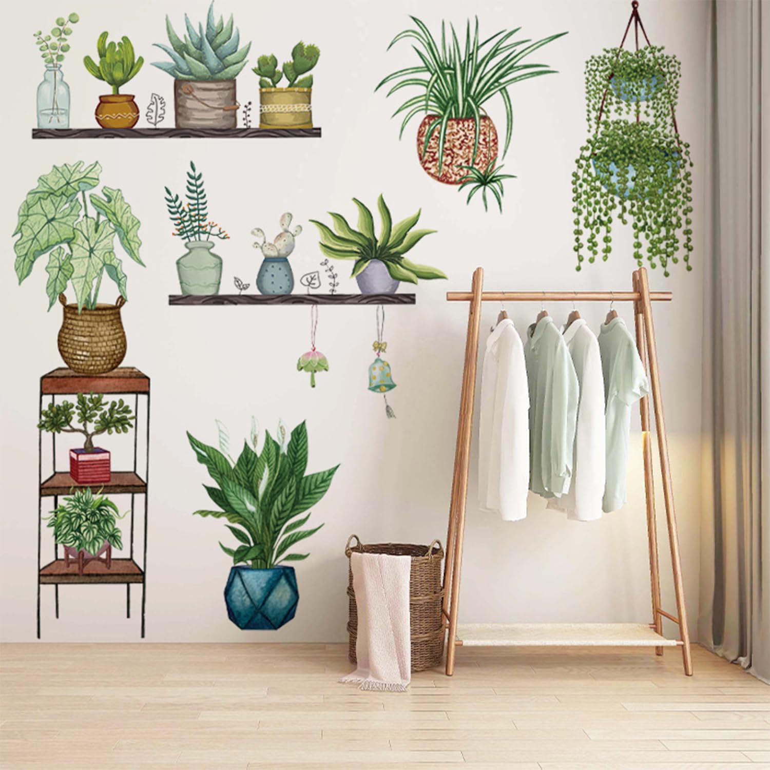 Calcomanías de pared y murales, calcomanías de pared para plantas, calcomanías de pared para dormitorio, sala de estar, baño, cocina, decoración de