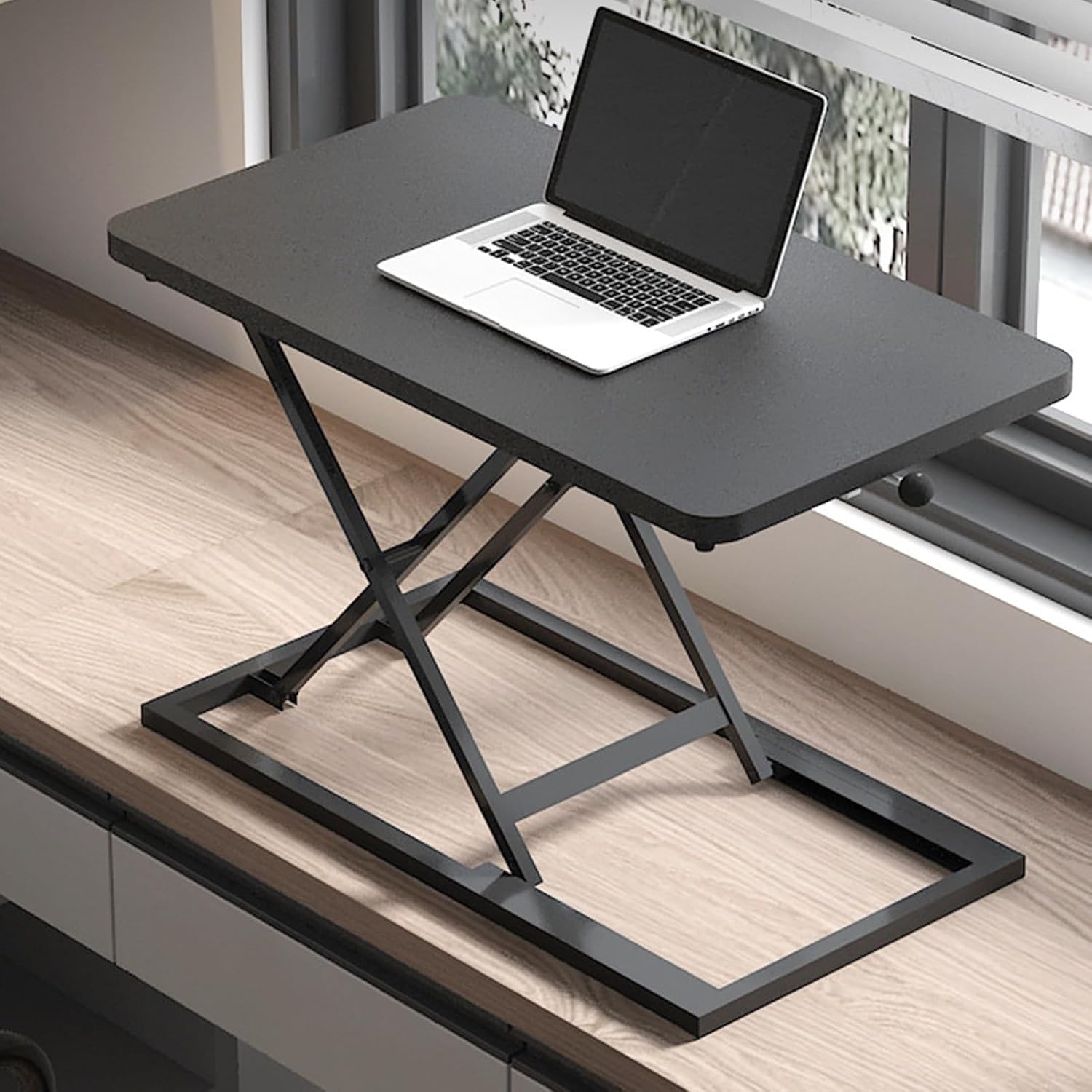 HUAOSN Convertidor de escritorio de pie, mesa de computadora de pie con 7 engranajes, altura adyustiva, mesa de trabajo para computadora portátil y