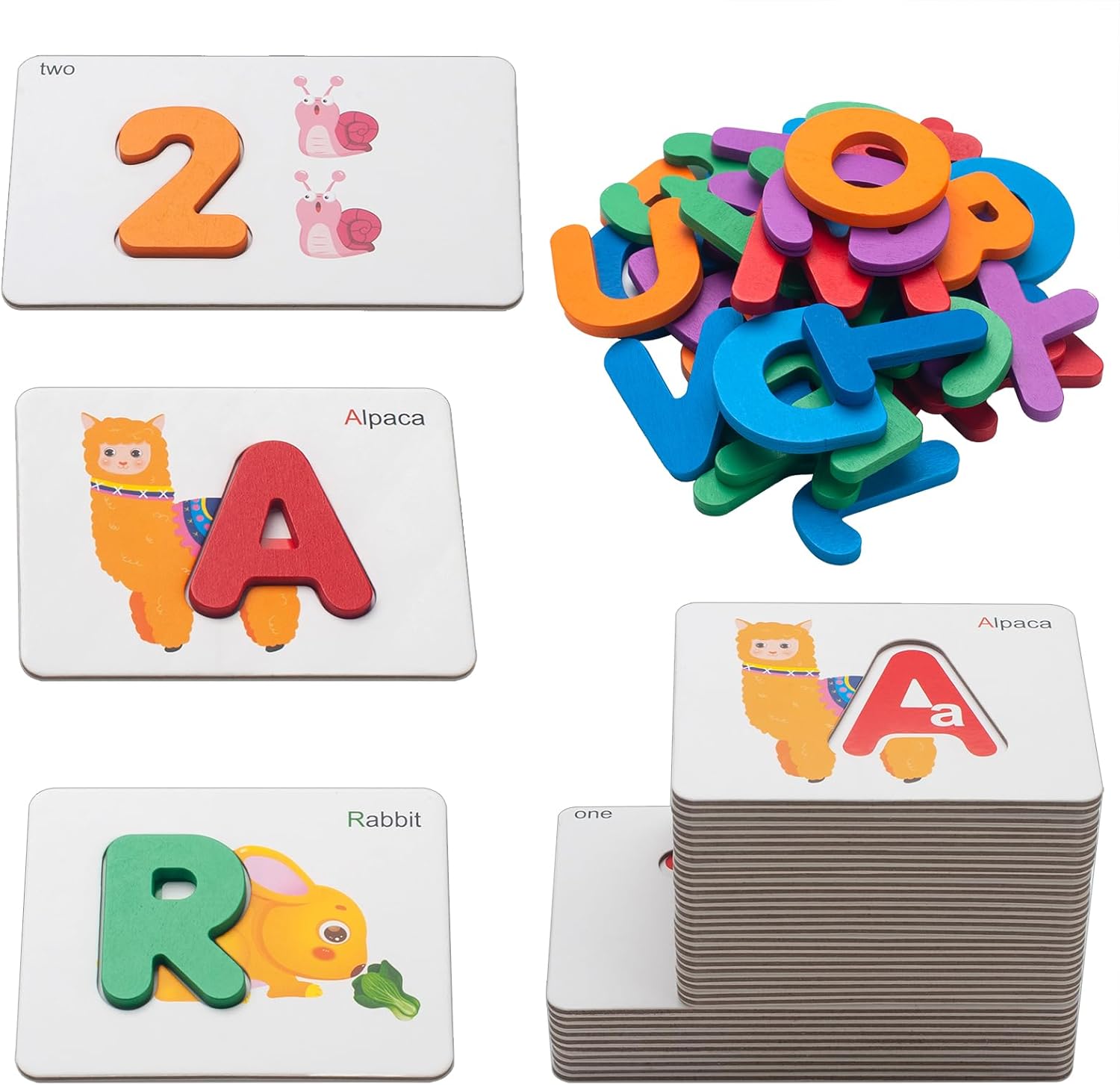 Tarjetas flash de números y alfabeto para niños pequeños de 3 a 5 años, tarjetas flash ABC para juguetes educativos Montessori con letras