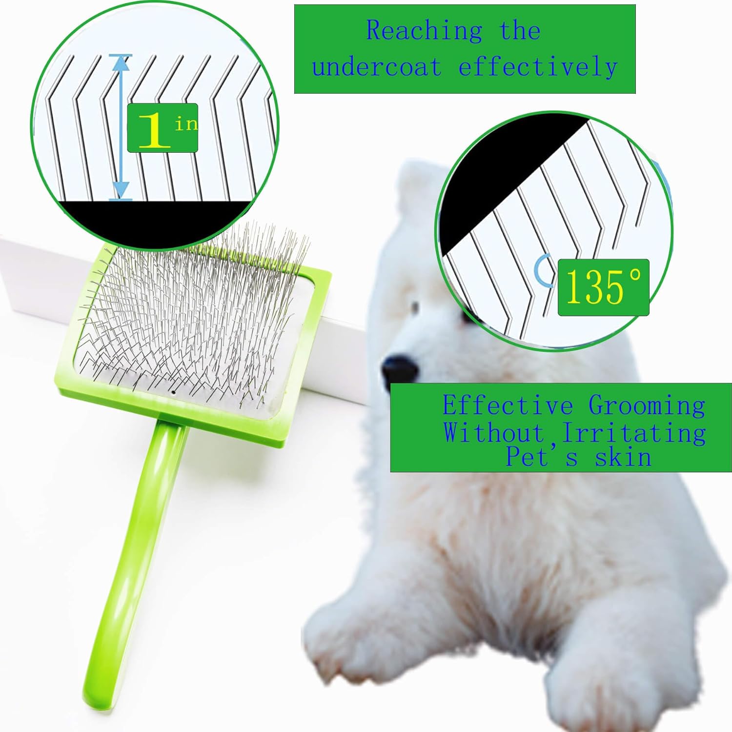 Cepillo para perros de pelo largo, caniches, garabatos dorados, cepillo para perros grandes, cepillo de alambre para aseo de mascotas y deshedding