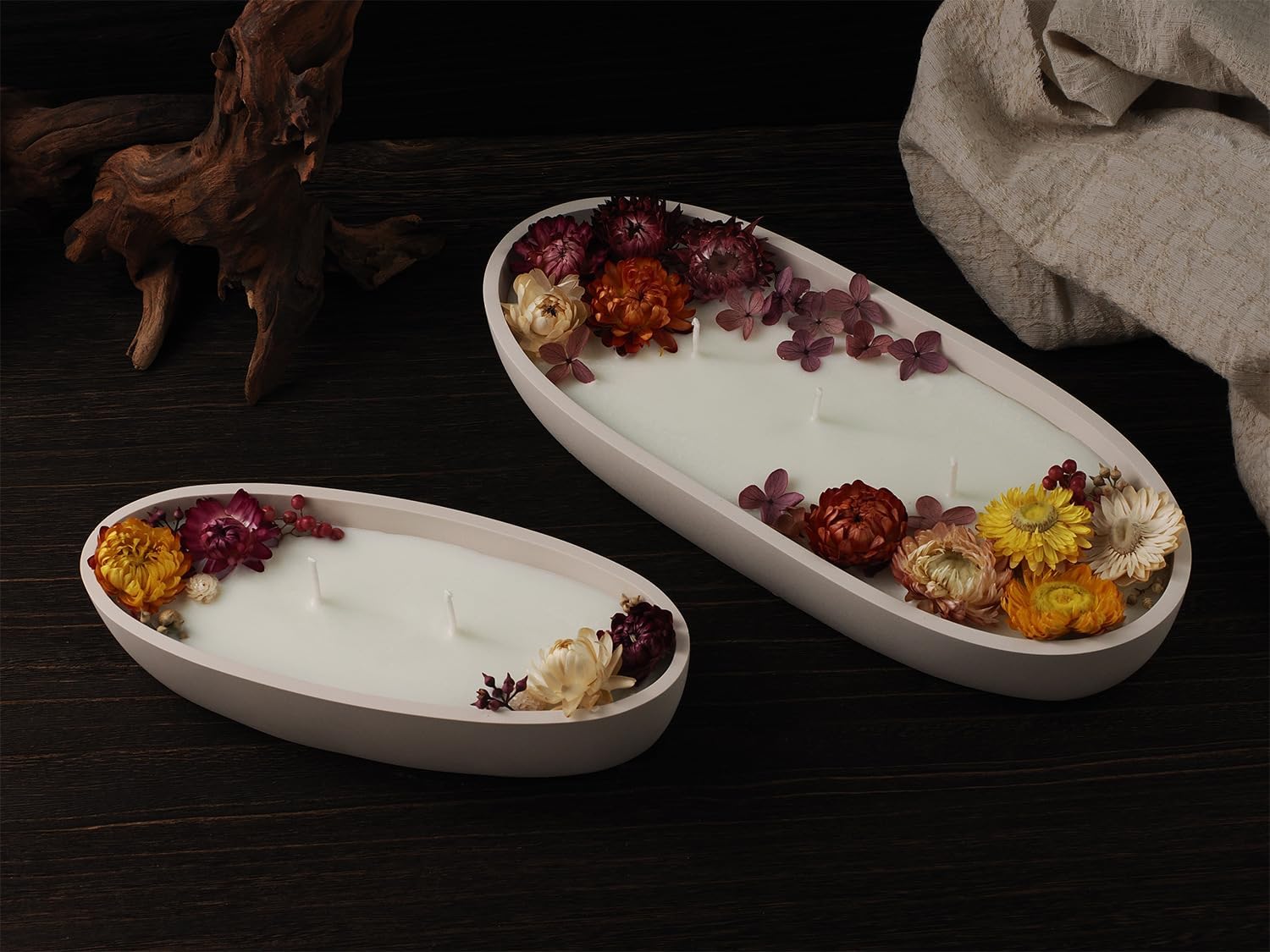 LSLEVA Moldes ovalados para tarros de velas, moldes creativos de silicona para tazas, bandeja de almacenamiento de contenedor de hormigón para