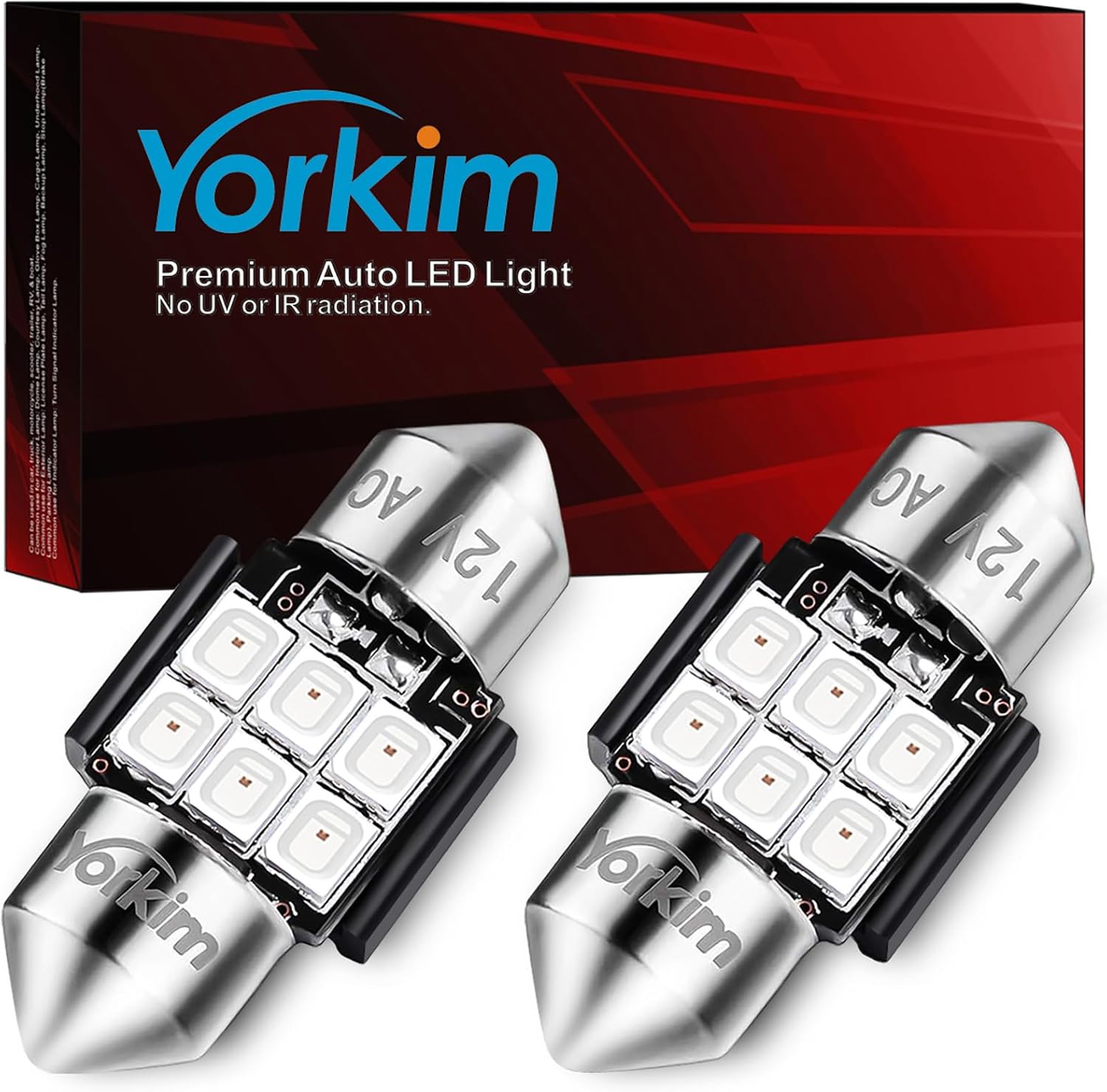 Yorkim Bombilla LED roja De3175 de 1.102 in y 1.142 in para luces interiores de coche, luces de cúpula de mapa, puerta de cortesía, luces de placa