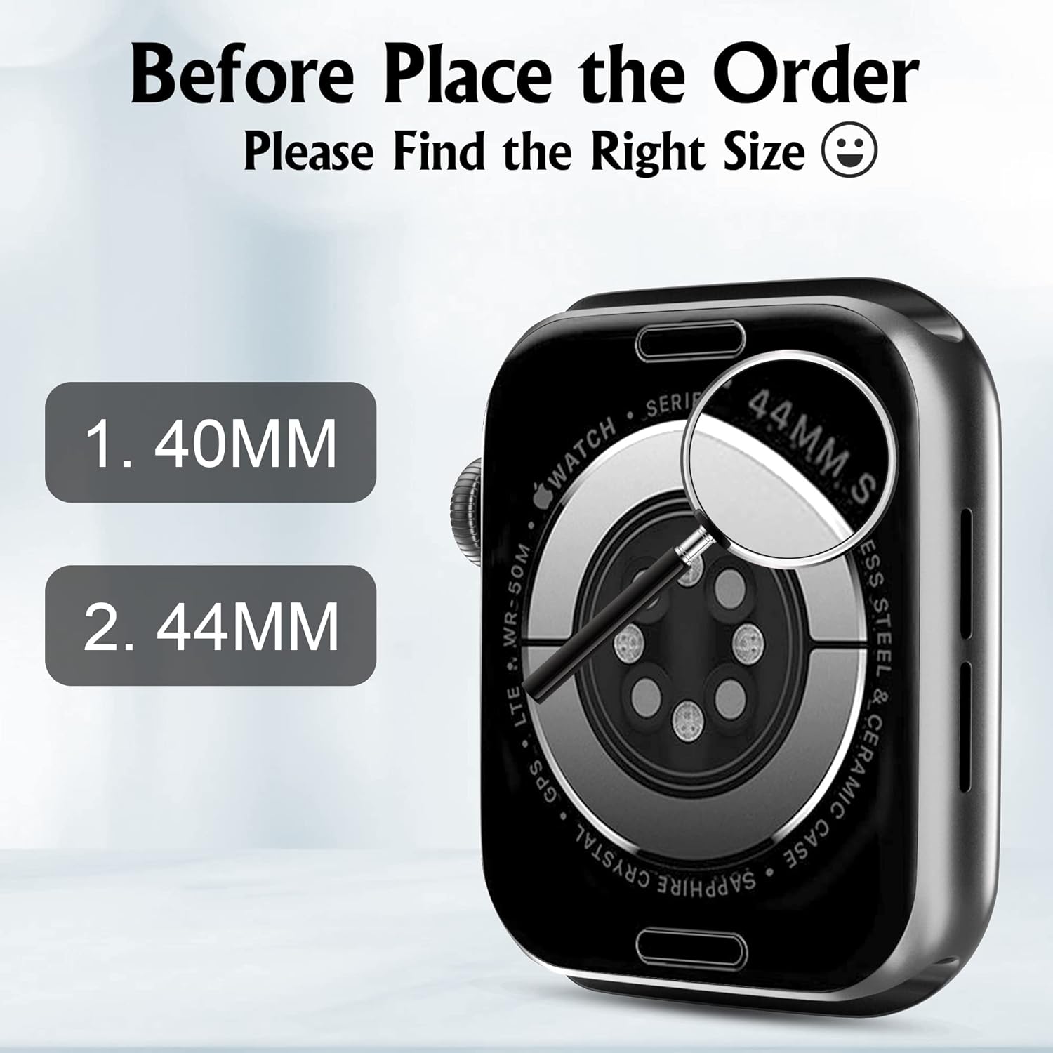 Arae Funda de reloj compatible con Apple Watch Series 6, 5, 4, SE de 1.732 pulgadas, 1.575 pulgadas, accesorios para mujeres y hombres con protector