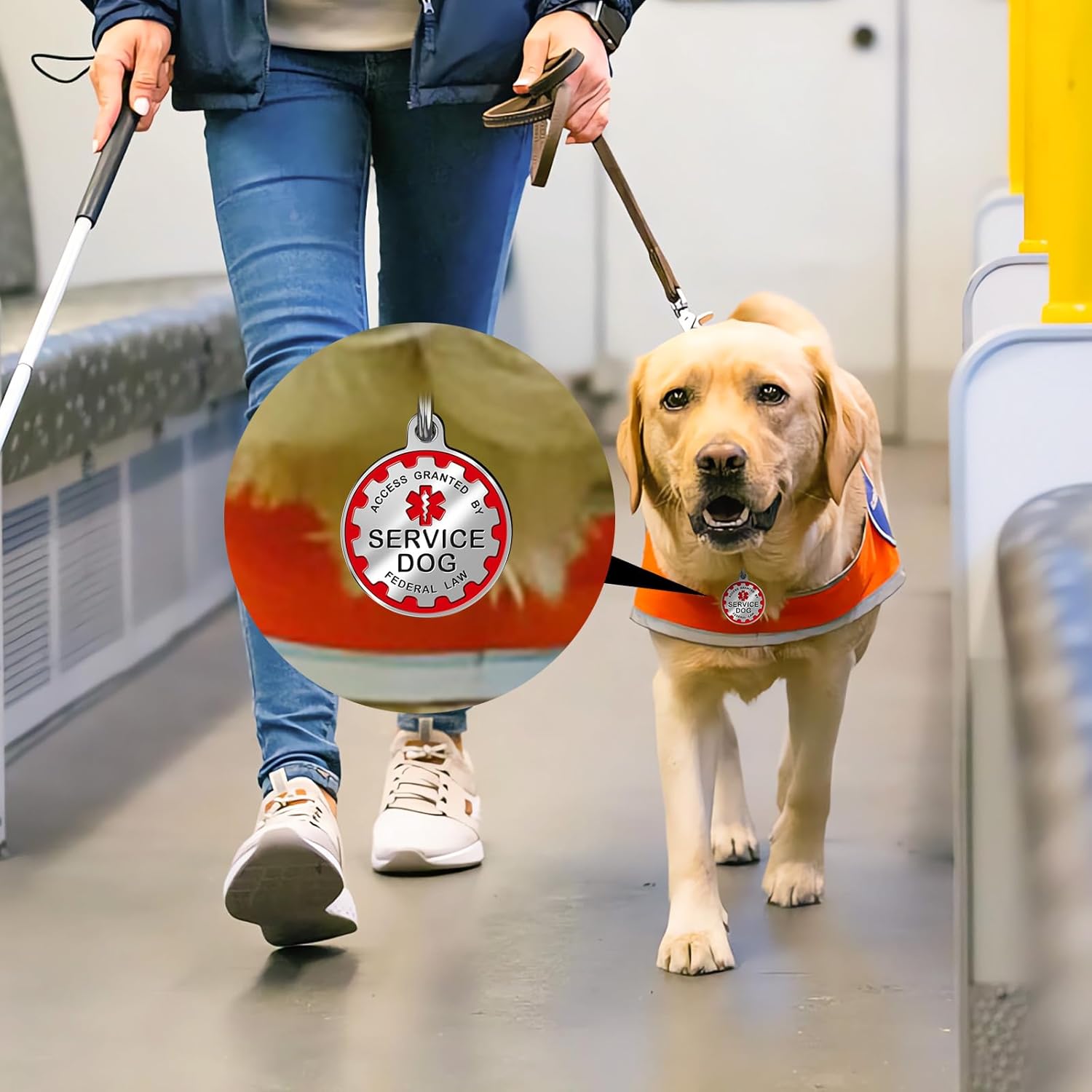 Etiqueta de identificación de perro de servicio personalizada grabada, etiquetas personalizadas de apoyo emocional ESA para perros y gatos, placa de
