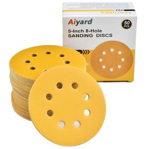 Discos de lija de 5 pulgadas, 8 agujeros, papel de lija de órbita aleatoria de grano 400, paquete de 50 Discos de lija de 5 pulgadas, 8 agujeros, papel de lija de órbita aleatoria de grano 400, paquete de 50