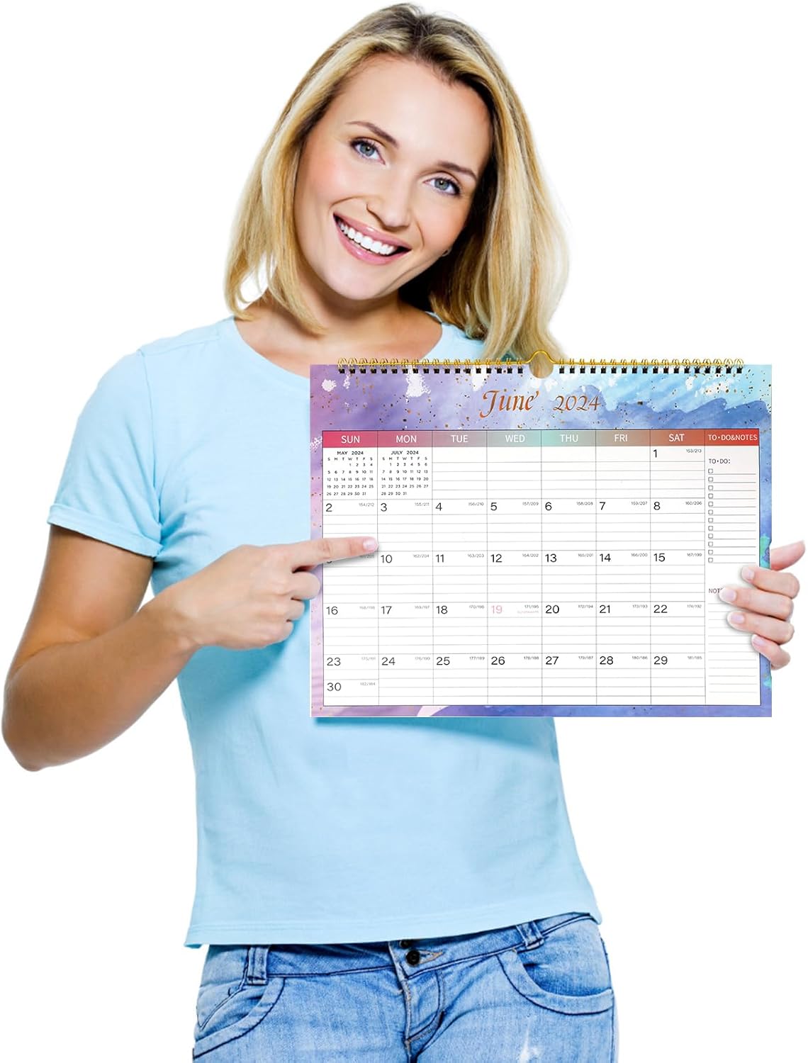 Lbylyhxc Calendario 2024, calendario mensual de pared 2024 de enero de 2024 a diciembre de 2024, 14.8 x 11.5 pulgadas. Papel grueso con fechas
