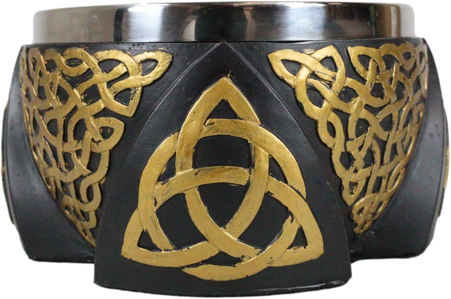 Ebros Gift Wicca Metafísica Energía Positiva Espiritual Divinidad Celta Triquetra Trinidad Nudo Manchas Cuenco Estatuilla Rascador Recipiente