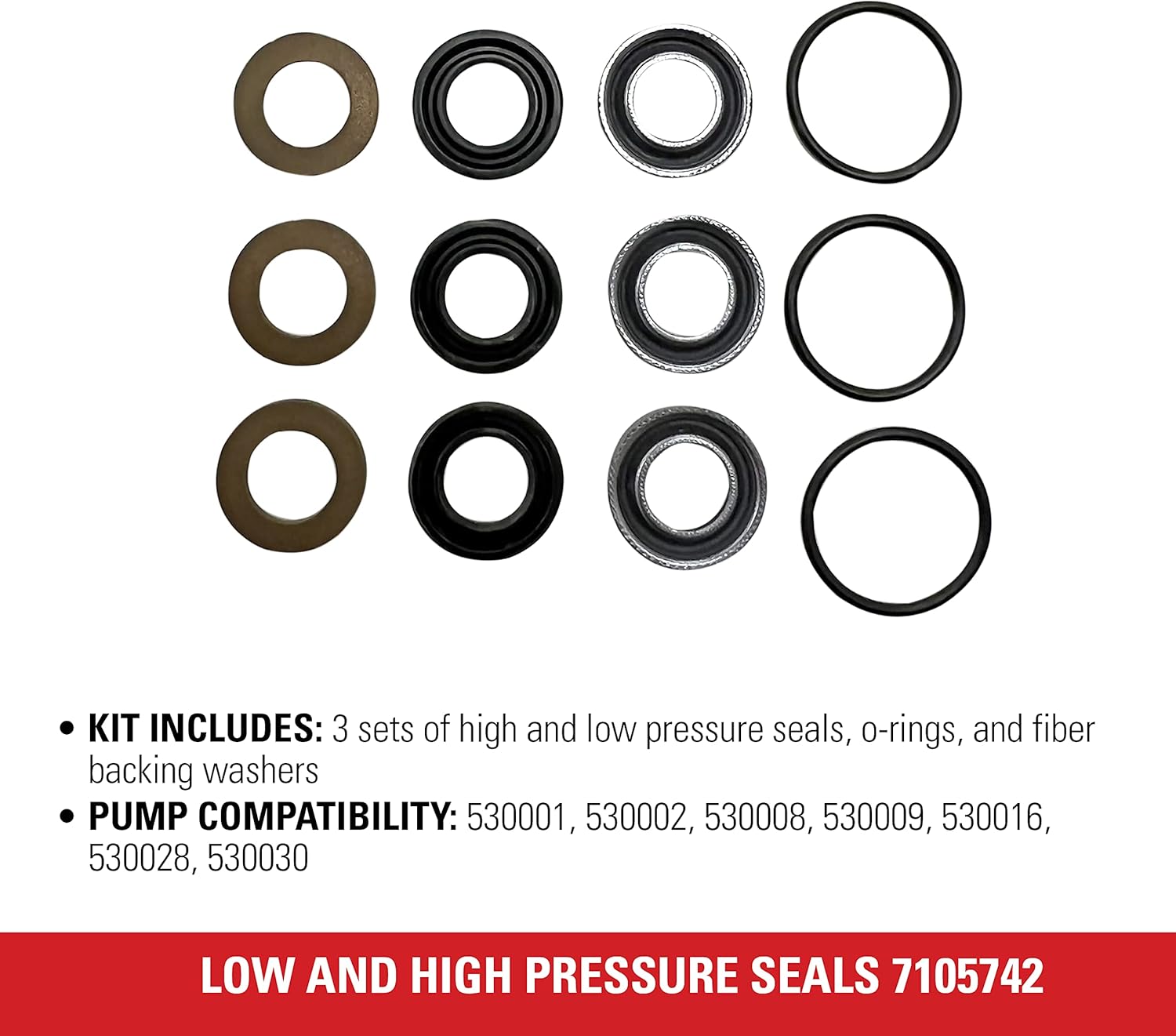 Simpson Cleaning 7105742 – Sello de repuesto para bombas de lavado a presión, color negro