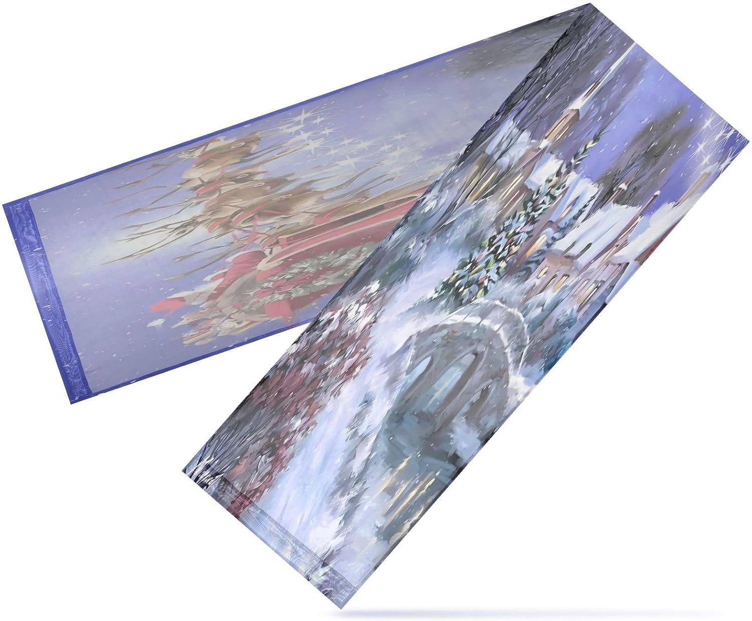 Christmas Santa Claus Sleigh Red White Table Runner Fall Table Runner for Kitchen Decorations Halloween Kitchen Decor 108 Inches Long