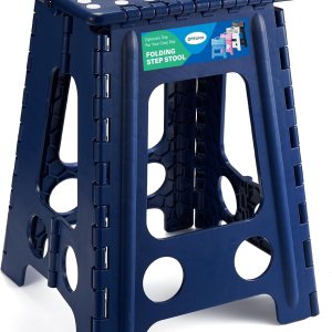 Taburete plegable de 17.5 pulgadas, capacidad de 400 libras, taburete plegable de plástico resistente para adultos y niños, taburete con asa, asa Taburete plegable de 17.5 pulgadas, capacidad de 400 libras, taburete plegable de plástico resistente para adultos y niños, taburete con asa, asa