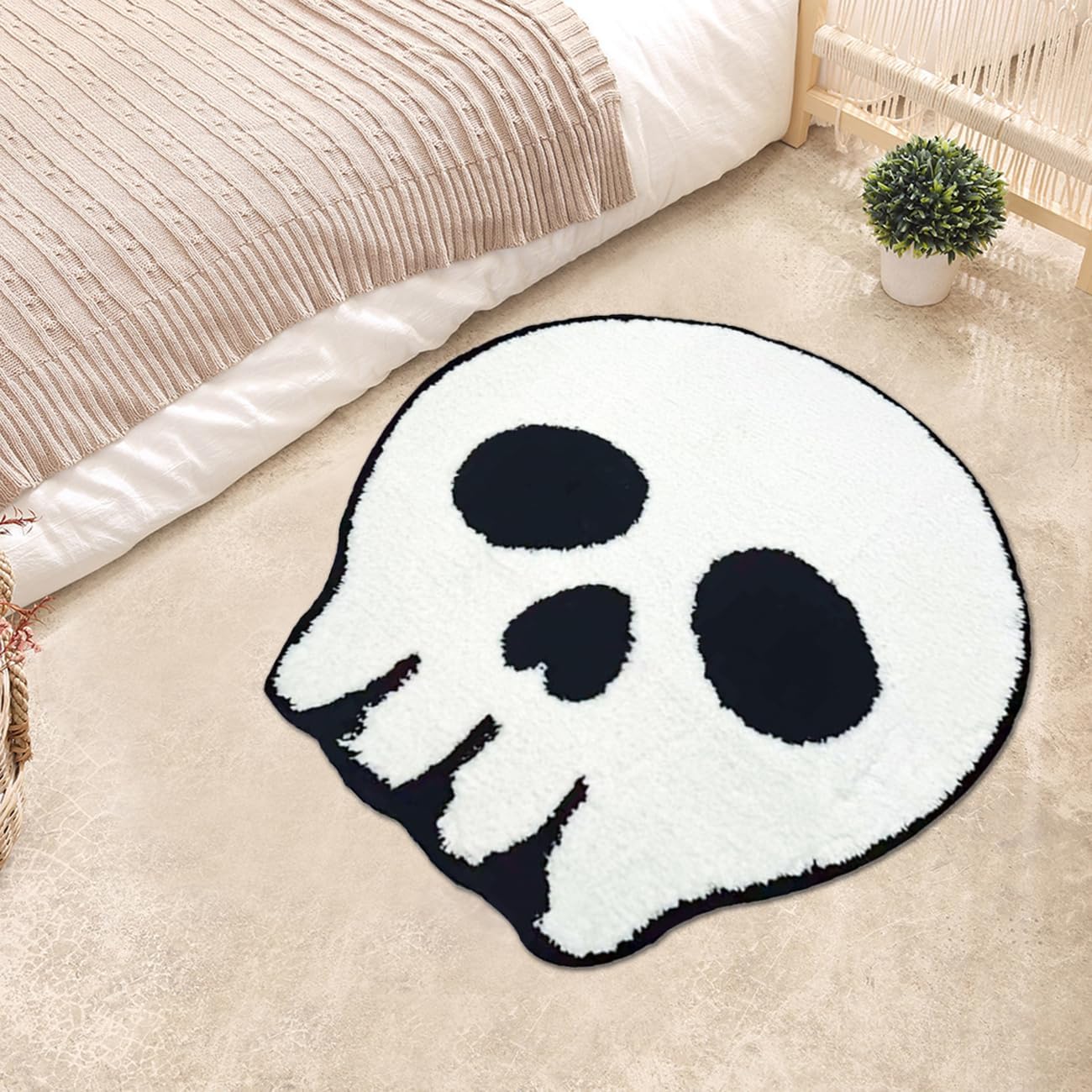 Alfombra de baño de calavera de Halloween, divertida alfombra de baño de calavera, bonita alfombra de baño peluda, ultra suave, de secado rápido,