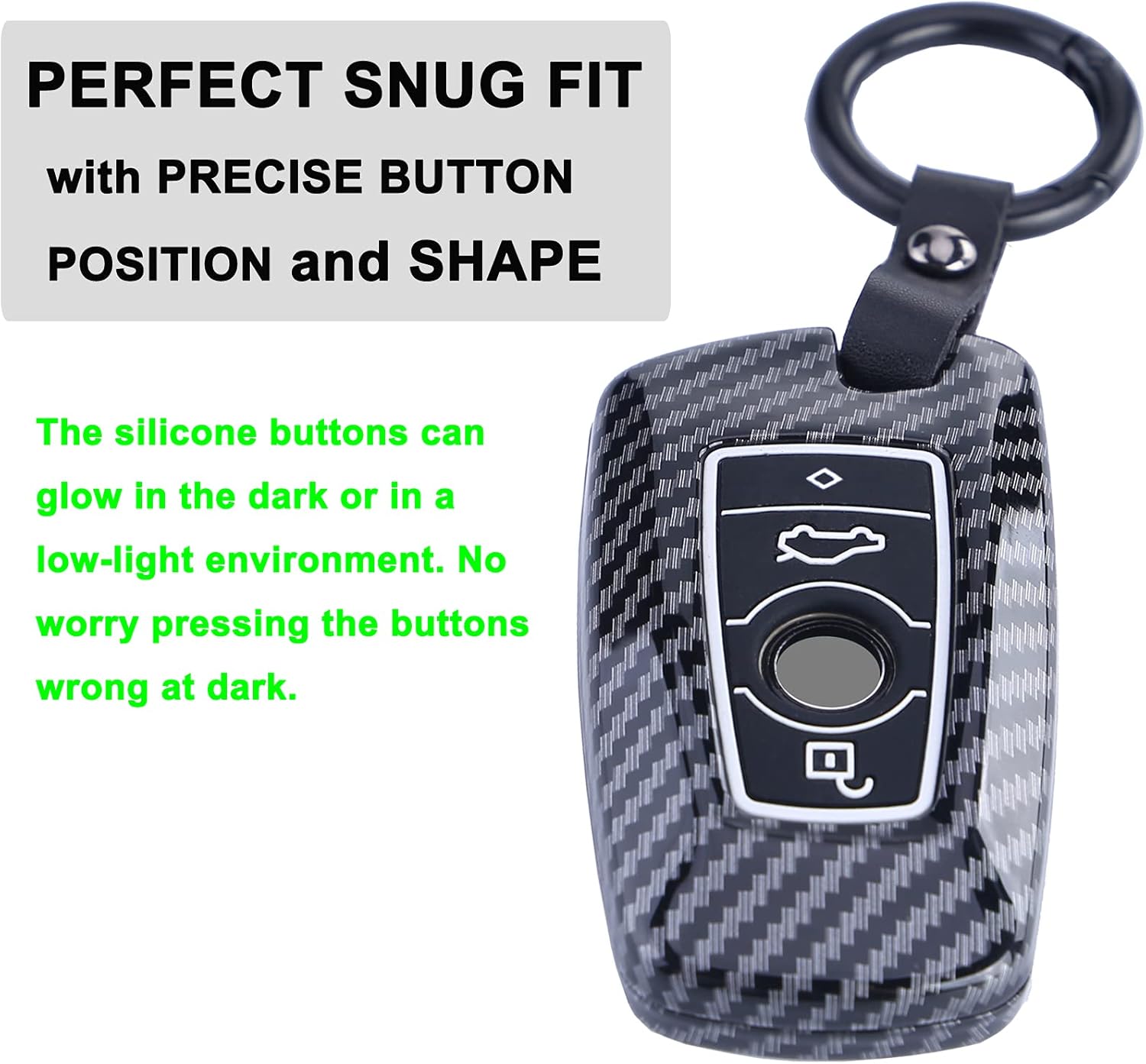 Funda para llavero compatible con BMW 1 3 4 5 6 7 Series X3 X4 M5 M6 GT3 GT5 entrada sin llave con diseño de fibra de carbono ABS (negro)