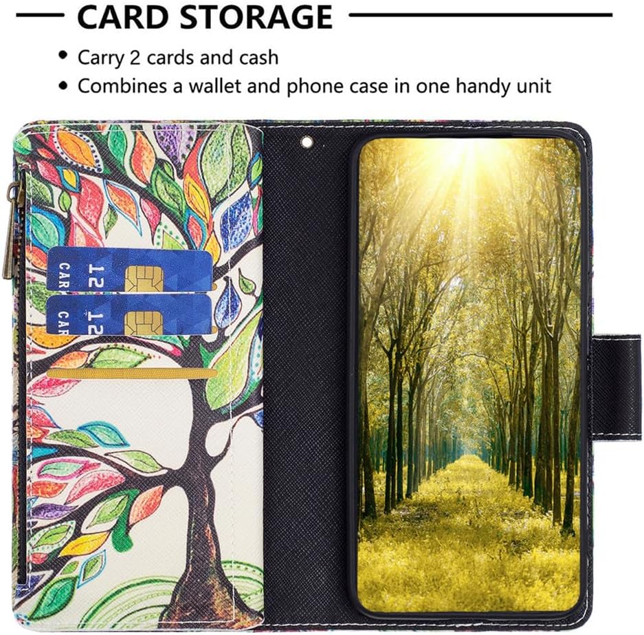 XYX Funda tipo cartera con cremallera para Samsung S20 FE, colorida funda de piel sintética con cierre de cremallera con 9 ranuras para tarjetas y