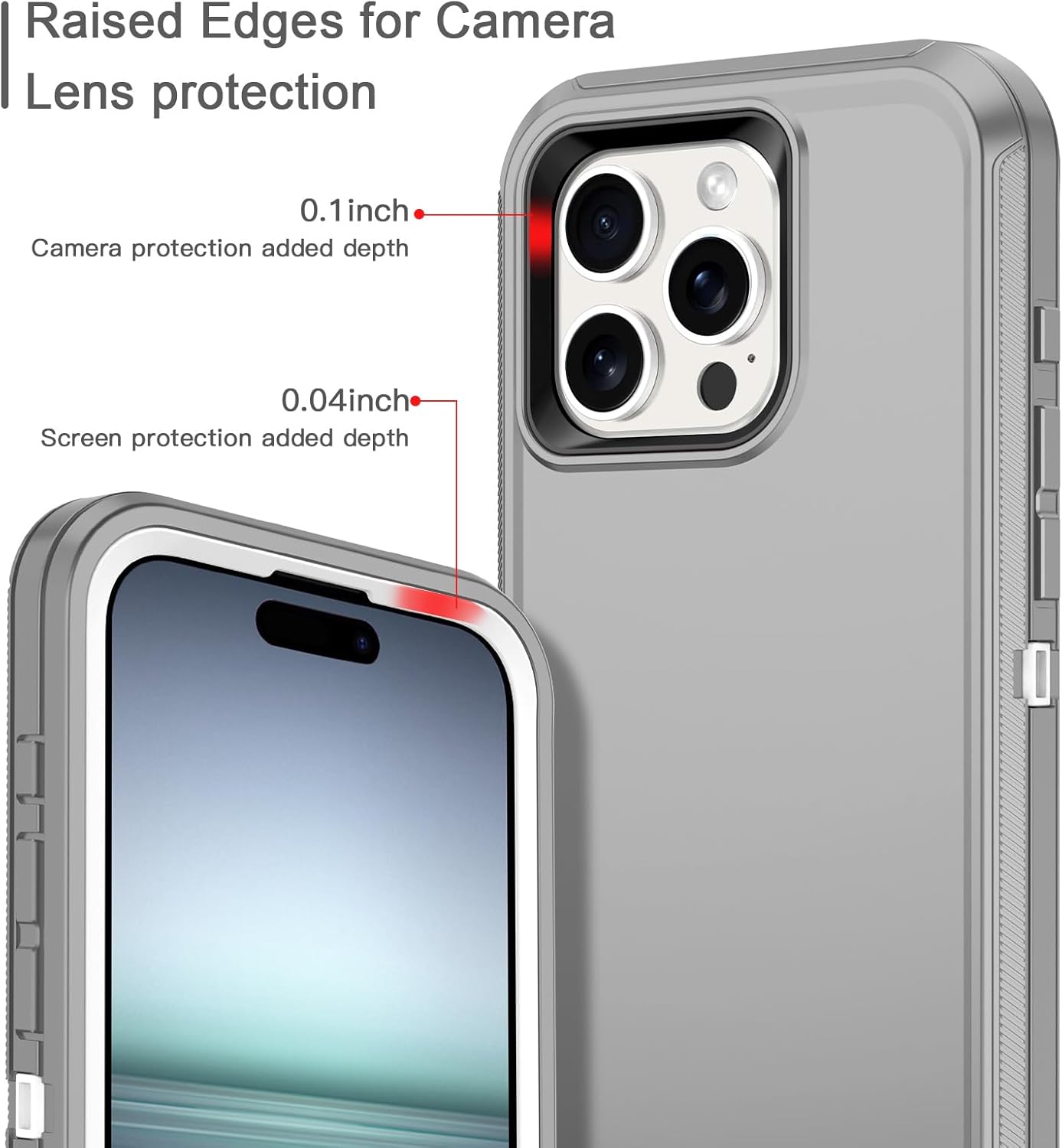 I-HONVA Funda para iPhone 15 Pro a prueba de golpes, a prueba de polvo y caídas, 3 capas de protección de cuerpo completo sin protector de pantalla