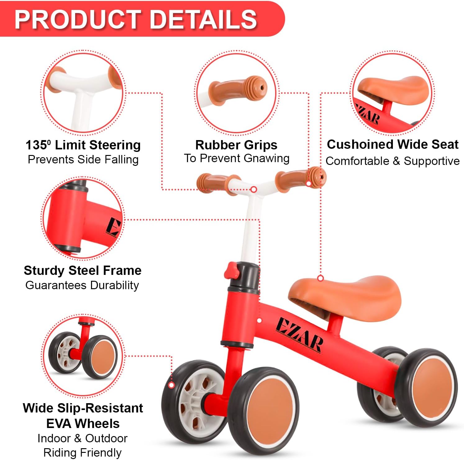 Bicicleta de equilibrio para niños, bicicleta de equilibrio para bebés de 1 año de edad, juguetes para niños pequeños de 1 a 2 años, bicicleta de