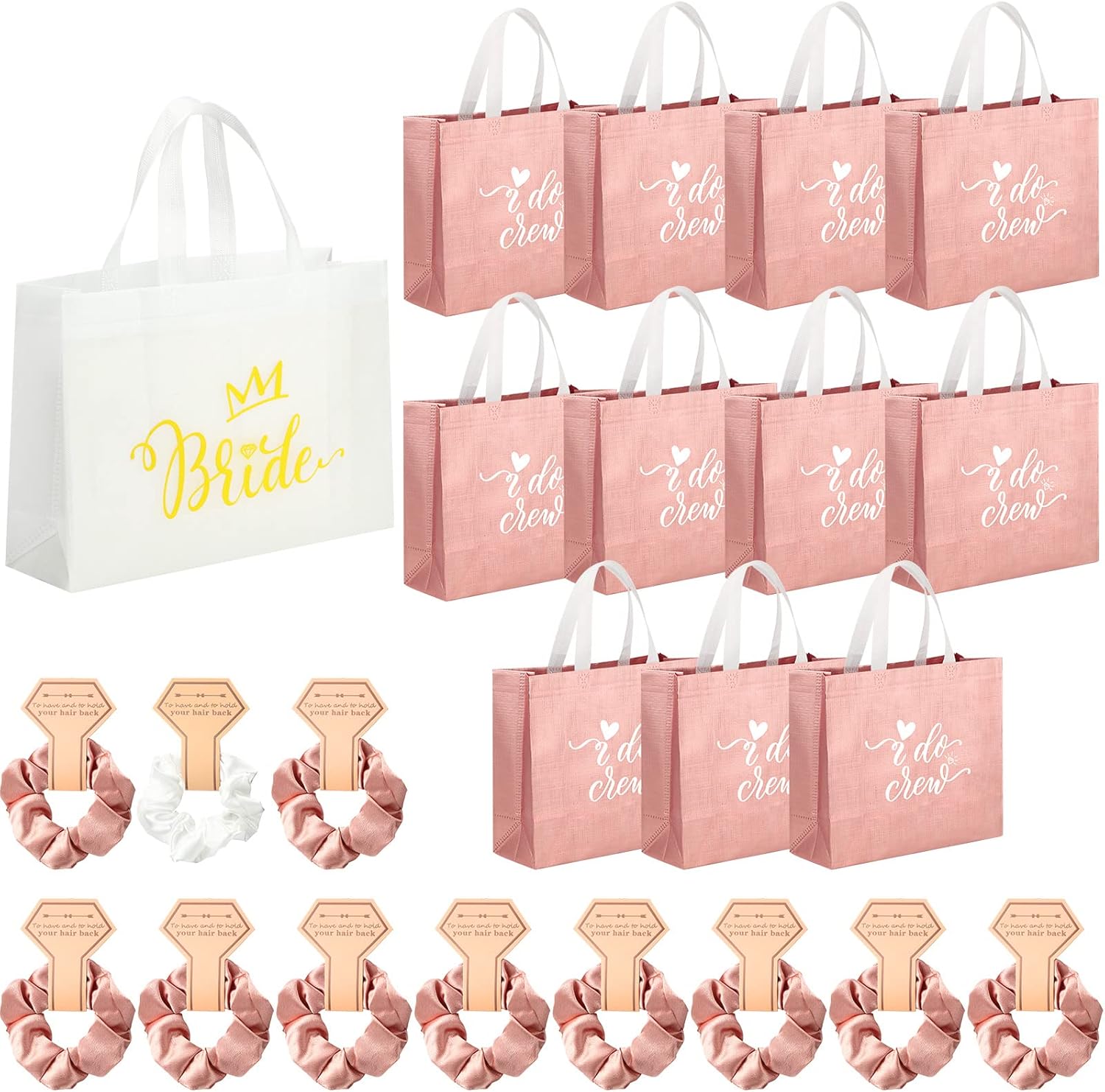 Sweetude 24 bolsas de regalo para dama de honor, incluyendo 12 bolsas de despedida de soltera, 12 piezas de seda para dama de honor, regalos de