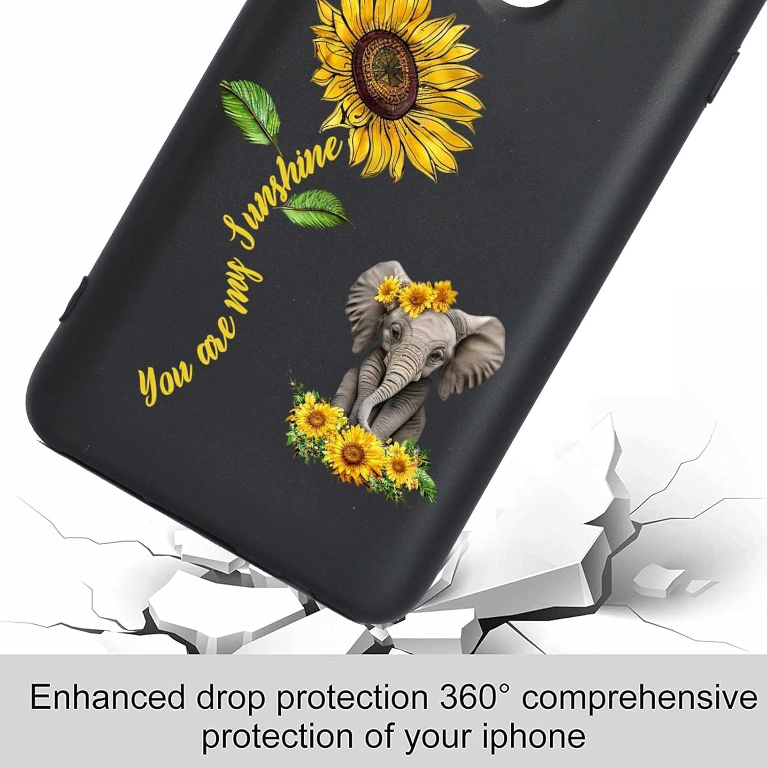 Funda de silicona suave compatible con Moto One 5G AceMotorola G 5G Elefante, diseño floral de girasol con texto en inglés “You’re My Sunshine”