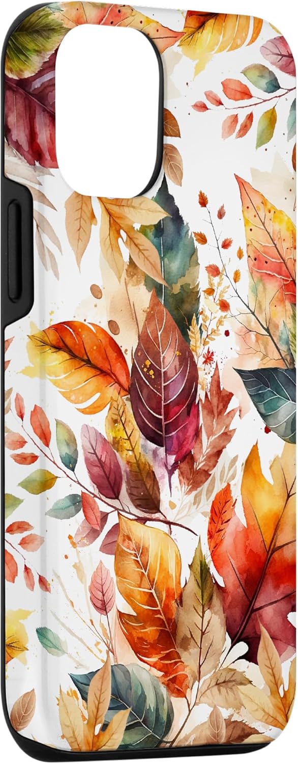 Funda para iPhone 13 Pro Aesthetic Autumn Fall Colorful Leaves Watercolor Art
