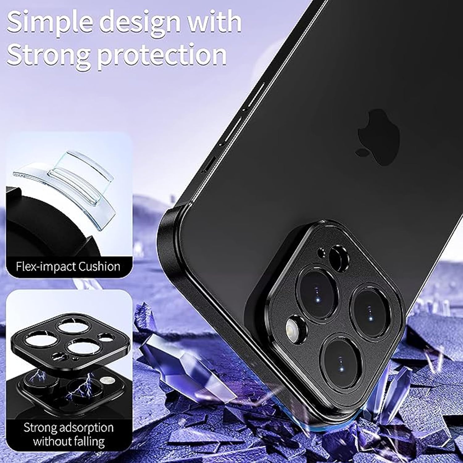 Funda de metal de aluminio suave sin marco con protector de lente de cámara, para iPhone 15 Pro Max, diseño sin espalda, compatible con carga
