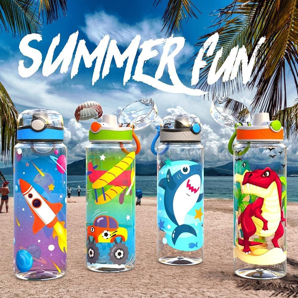 Home Tune Bonita botella de agua para niños y niñas, Tritan libre de BPA y tapa abatible a prueba de fugas, fácil de limpiar y transportar, 23 oz