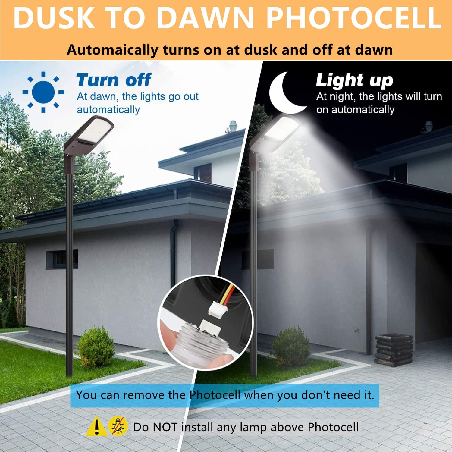 Luz de estacionamiento LED regulable de 200 W para exteriores con fotocélula del atardecer al amanecer, 30000LM (150LMW) 5000K 750W HPSHID Equiv,