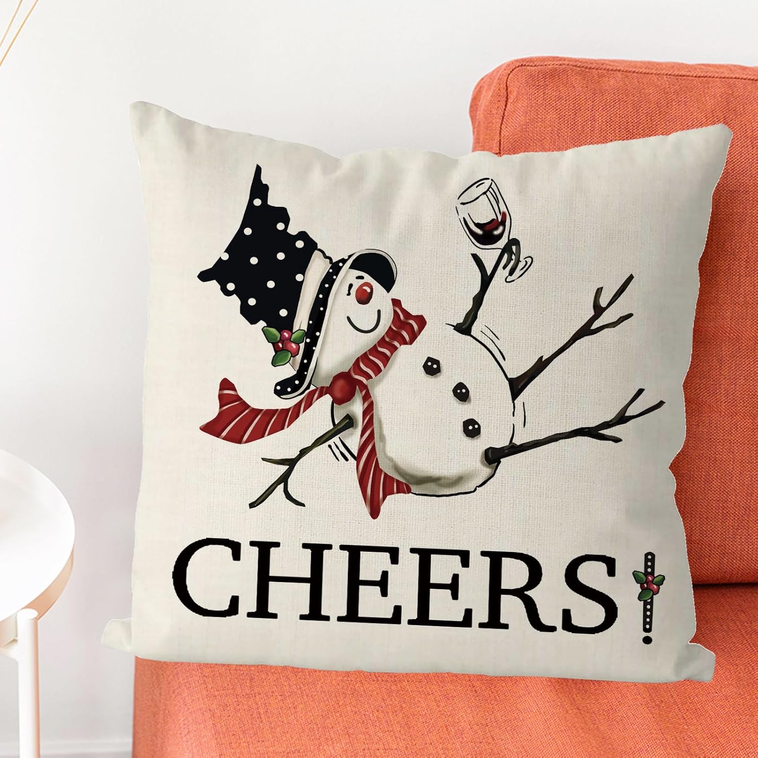 GAGEC Fundas de almohada de Navidad de 18 x 18 pulgadas, divertidas fundas de almohada de muñeco de nieve, fundas de almohada de invierno para