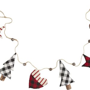 Mud Pie, Raya de corazón, guirnalda de cuadros de Navidad, 73 pulgadas Mud Pie, Raya de corazón, guirnalda de cuadros de Navidad, 73 pulgadas