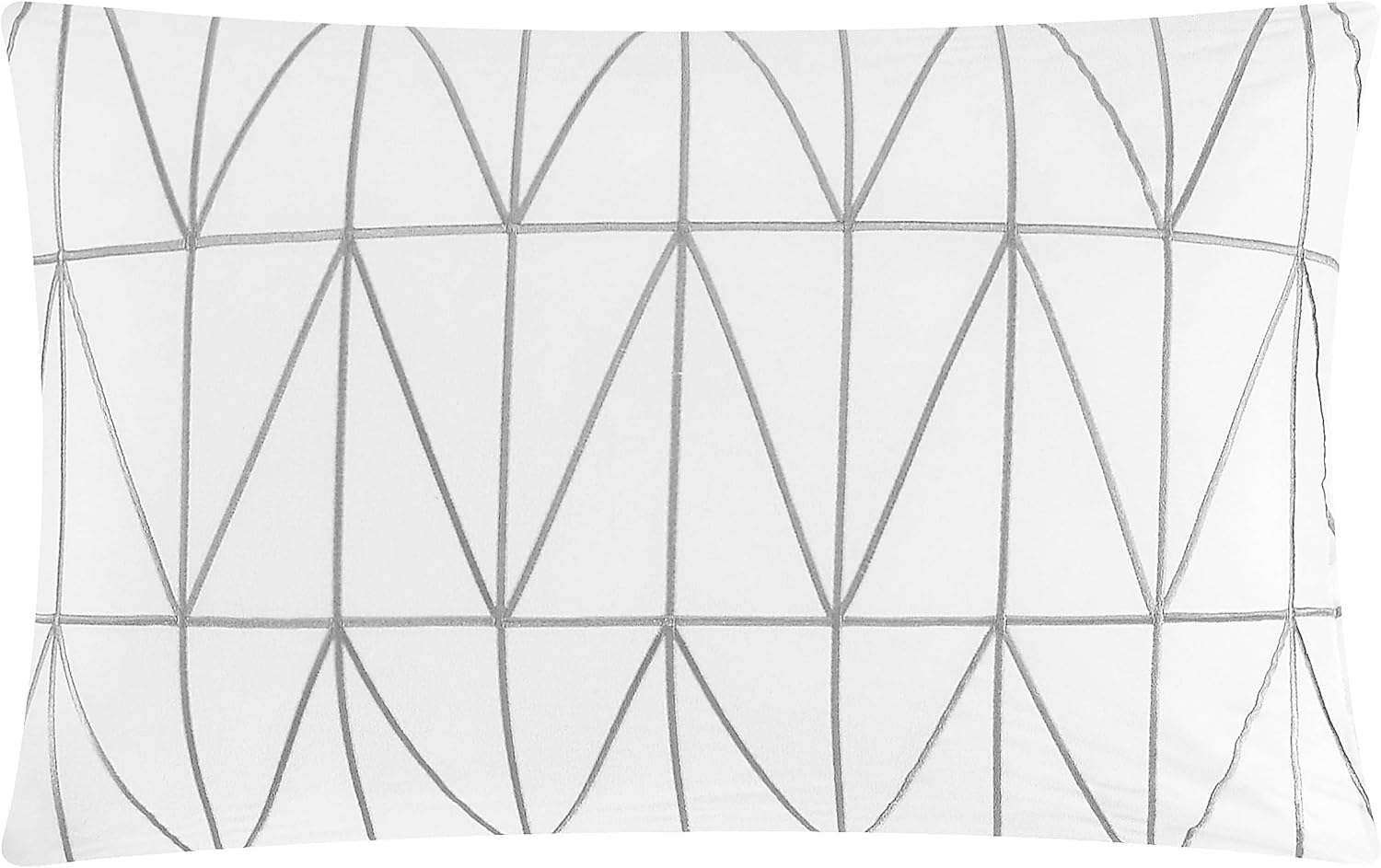 Chic Home Jane – Juego de edredón de 5 piezas con clip, diseño geométrico de cuadrifolio jacquard, fundas de almohada decorativas incluidas, King,