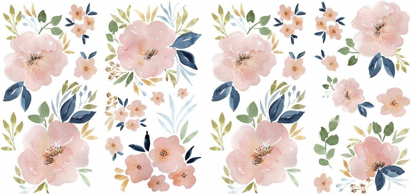 RoomMates RMK5109SCS Beth Schneider Sweet Blooms – Calcomanías de pared para acuarela