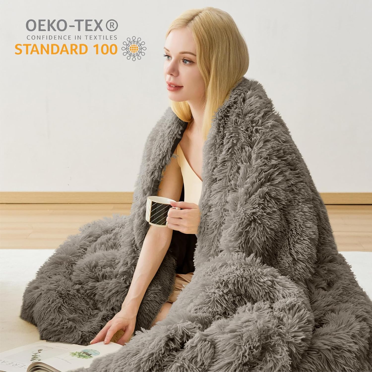 Juego de edredón peludo, tamaño Queen, juego de ropa de cama de pelo sintético esponjoso, juego de ropa de cama de 3 piezas (1 edredón peludo + 2