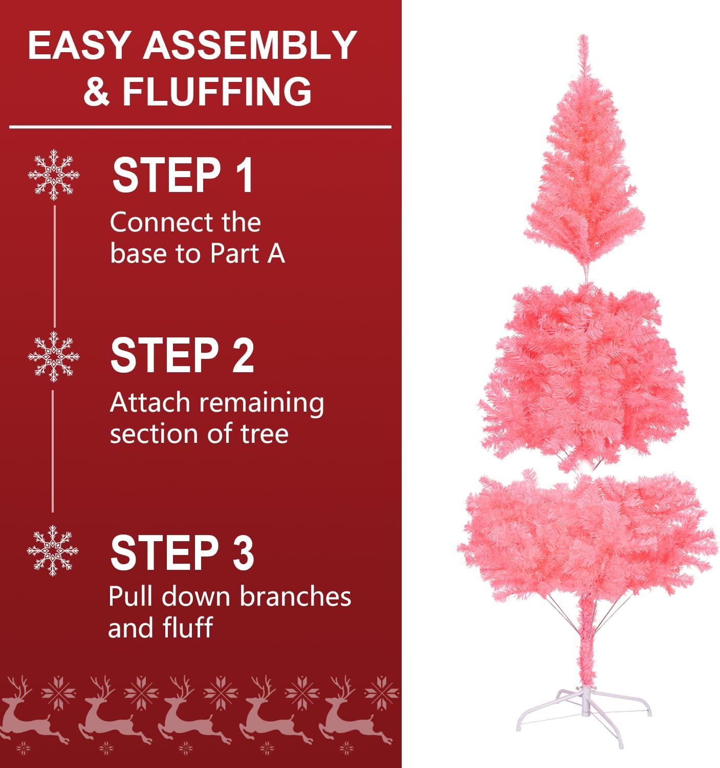 ALDRIMORE&LLY Árbol de Navidad artificial de 6 pies con 550 puntas de ramas y soporte plegable, árbol de Navidad de oropel completo con tecnología