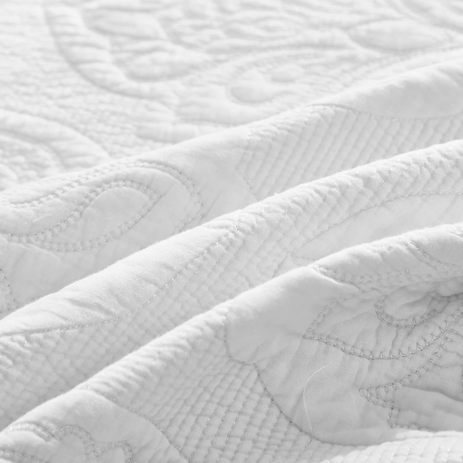 Brandream Manta acolchada de algodón con estampado de cachemira blanca para cama, sofá cama, 47 x 60 pulgadas, mantas decorativas