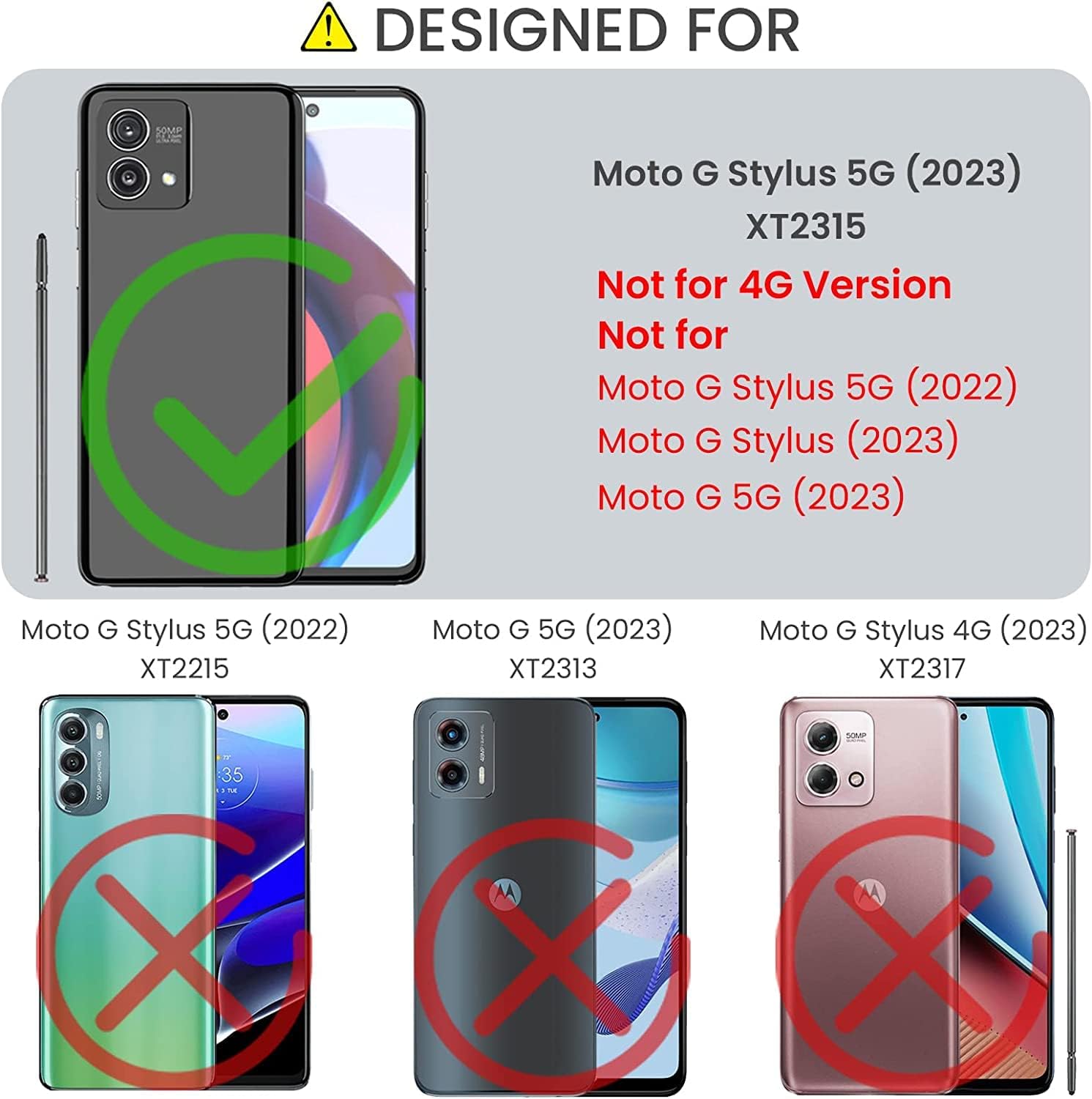 Funda compatible con Motorola Moto G Stylus 5G (2023) con protector de pantalla de vidrio templado (cobertura máxima), protección de cuerpo completo