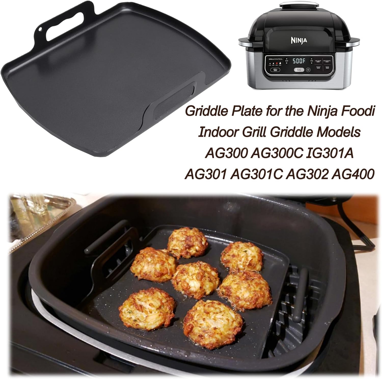 Placa de parrilla antiadherente para Ninja AG301 AG300 AG400, piezas de repuesto de plancha para parrilla Ninja Foodi AG300C, AG301C, AG302, IG301A,