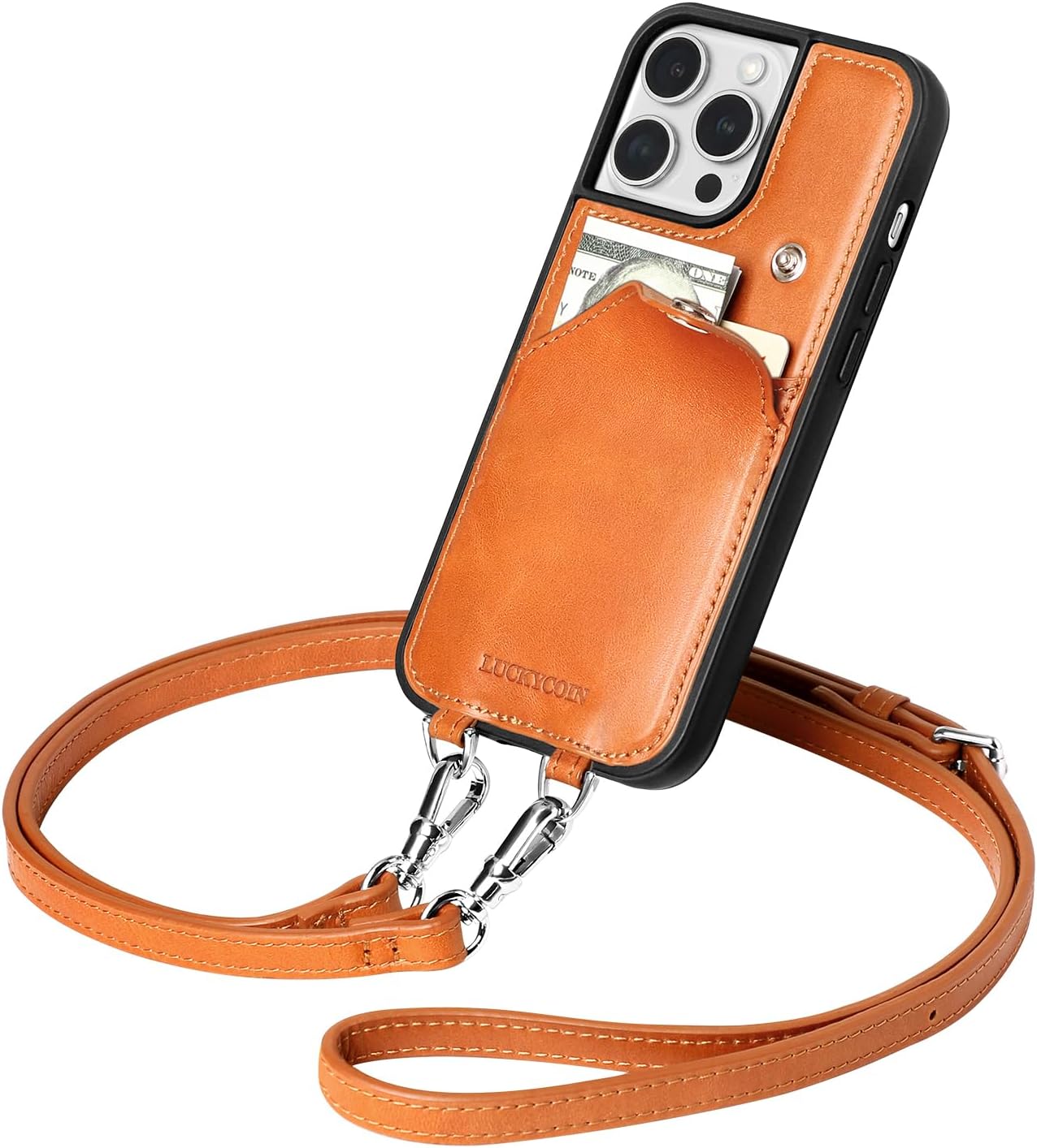 Funda para iPhone 14 Pro de 6.1 pulgadas de piel para mujer, con tarjetero y correa cruzada desmontable, bolso para teléfono con correa, bolsa