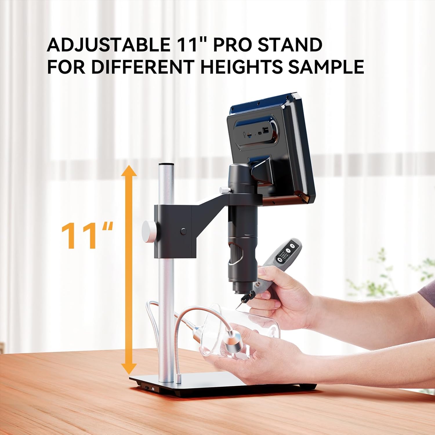 Elikliv EDM701 Pro Microscopio parfocal digital, microscopio de soldadura para reparación electrónica con gran espacio de operación, lupa