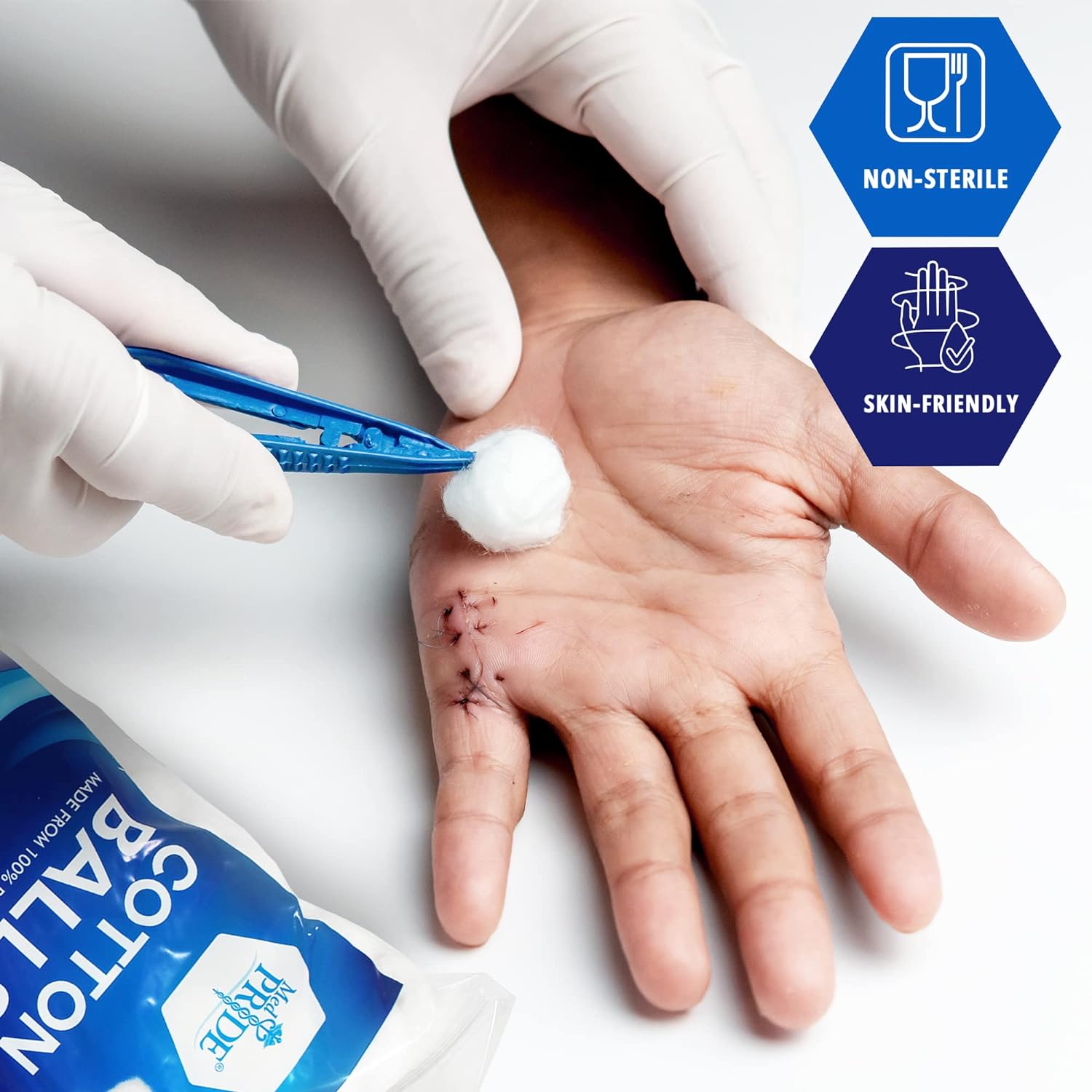 MED PRIDE Bolas de algodón 100% puro de alta calidad, 300 unidades, bolas de algodón multiusos para desmaquillante, esmalte de uñas, lociones de