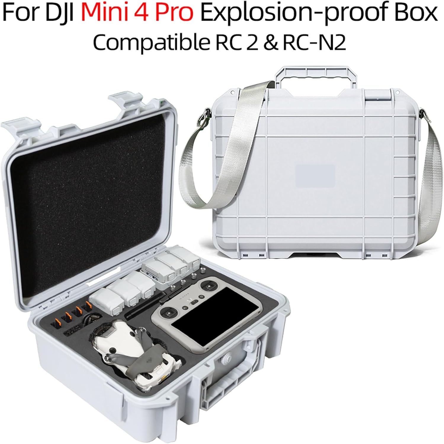 Funda rígida Mini 4 Pro, resistente a la presión impermeable para DJI Mini 4 Pro Drone Accesorios, Compatible con control remoto RC 2RC-N2